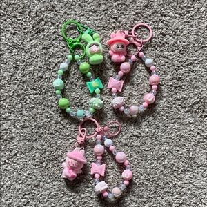 3 handmade keychains / bag charms with labubu / crybaby
